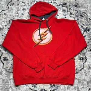 The Flash DC Comics Hoodie Red Graphic Sweatshirt Men’s L Fruit of the Loom